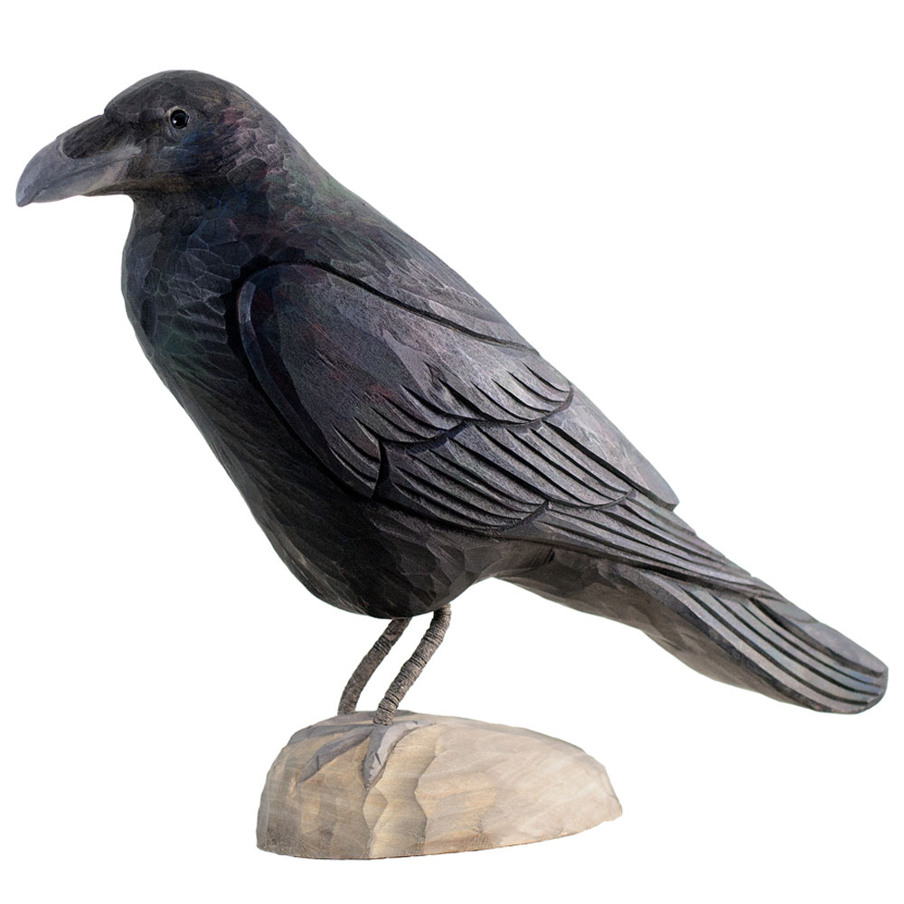 DecoBirds Hand-carved Bird, Raven