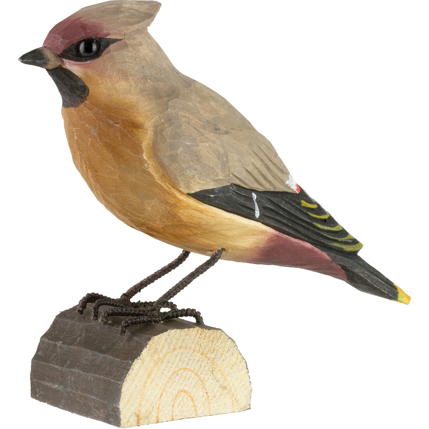 DecoBirds Hand-carved Bird, Bohemian Waxwing