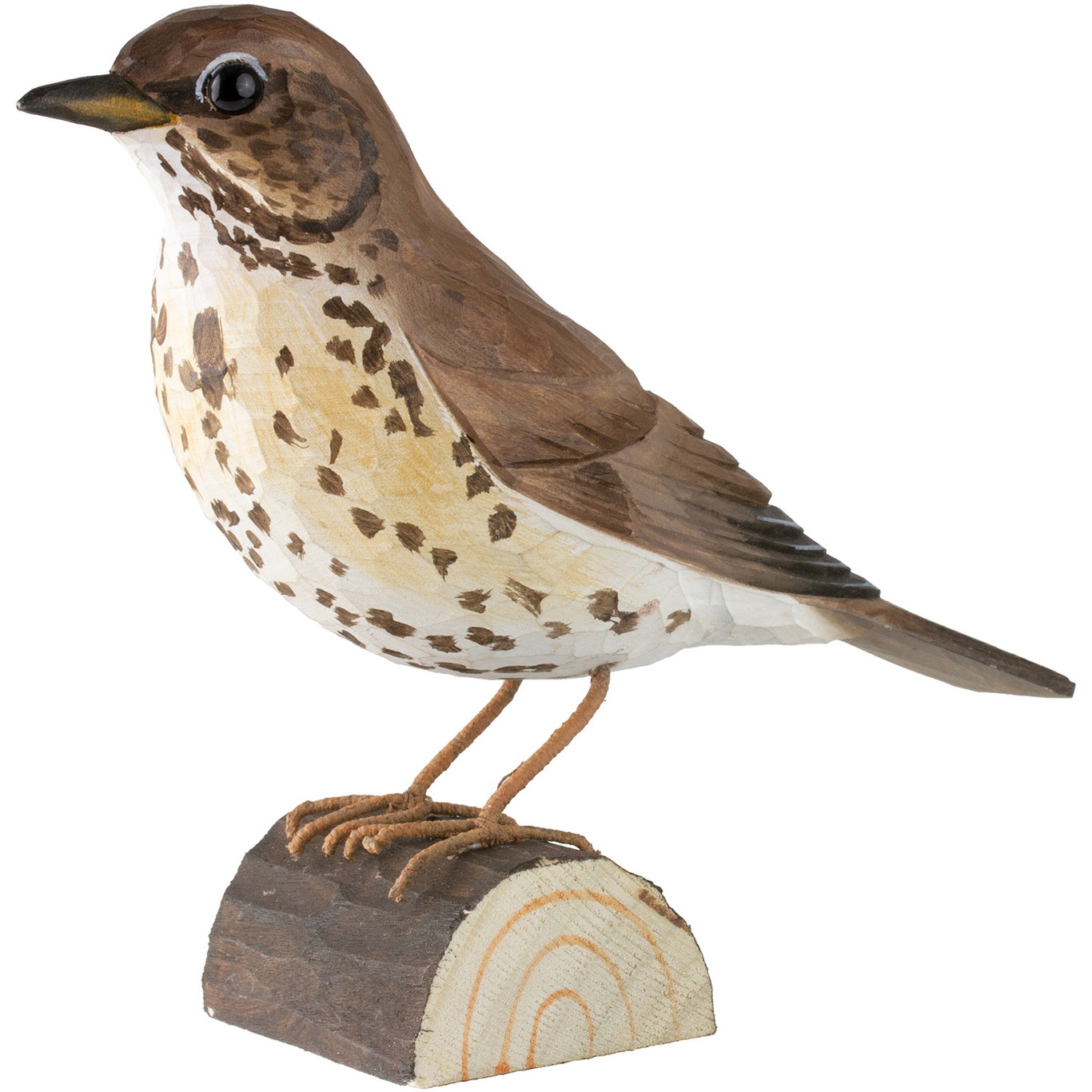 DecoBirds Hand-carved Bird, Song Thrush