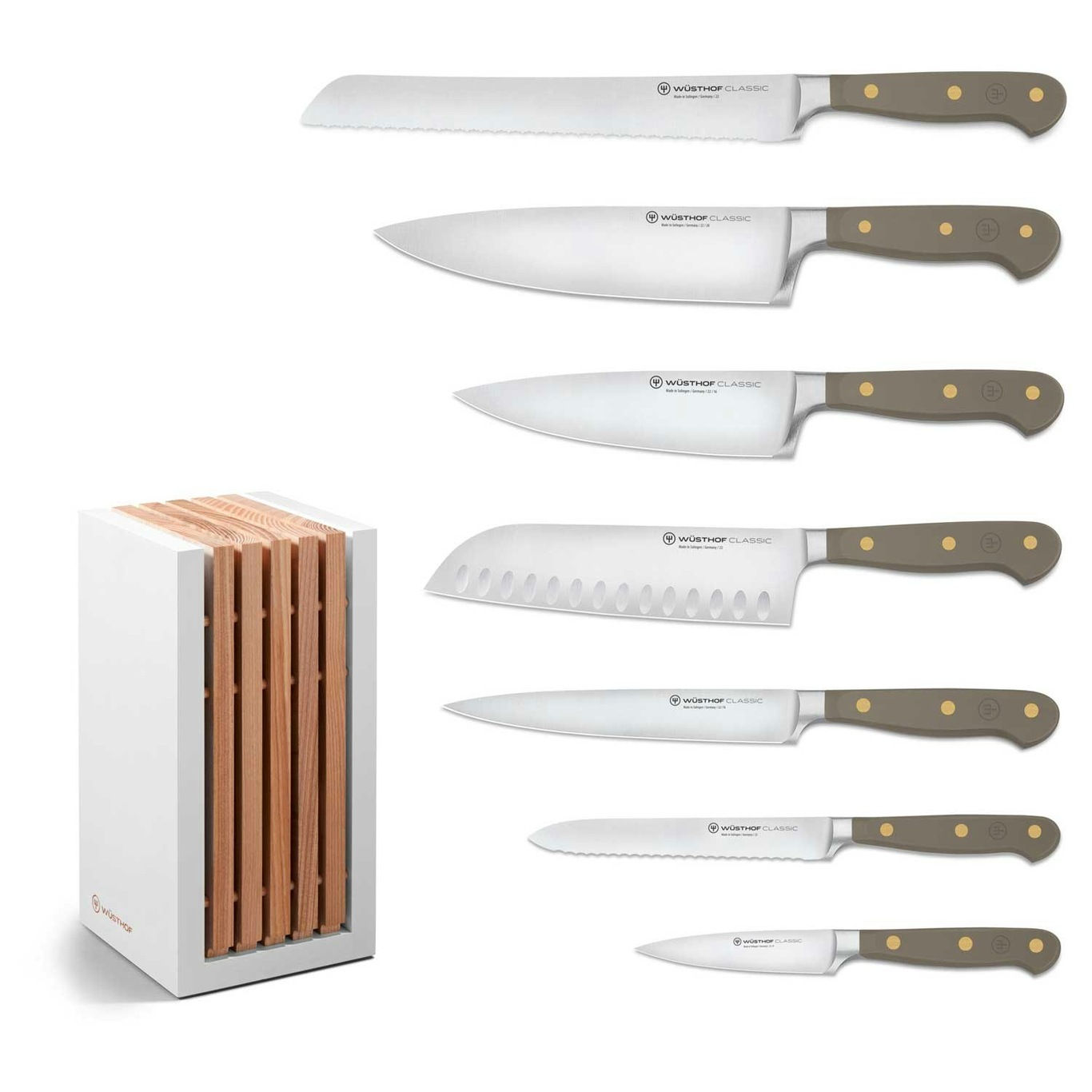 Wusthof Classic White 6-piece knife block set Santoku version