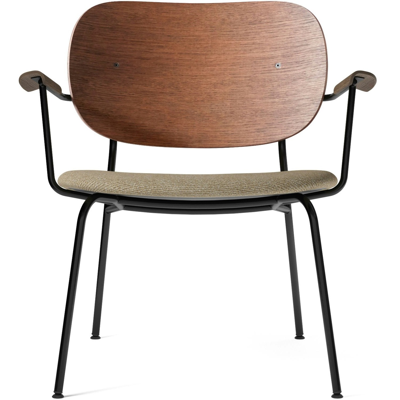 Co Lounge chair Black Legs, Seat Moss 019 / Back+ Arm Dark stained Oak