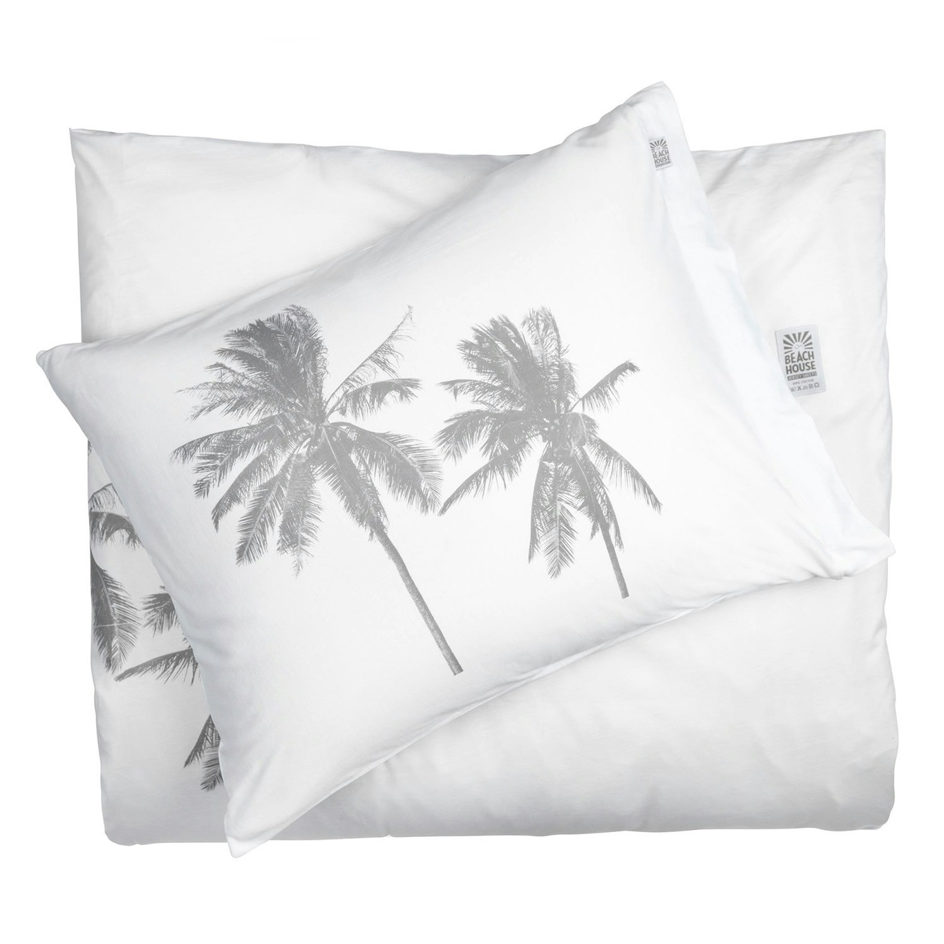 Palm Tree Duvet Cover 220x220cm White Grey Beach House