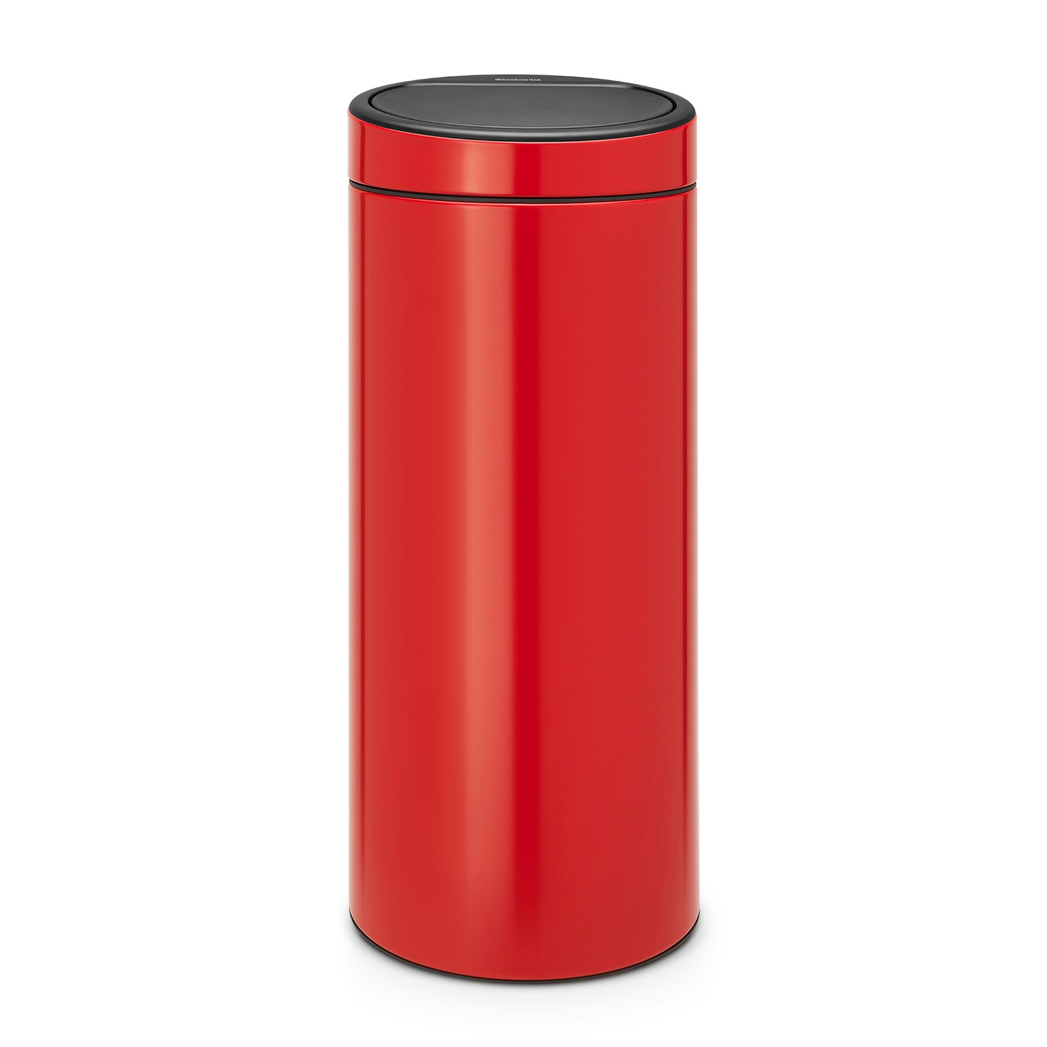 red garbage bin