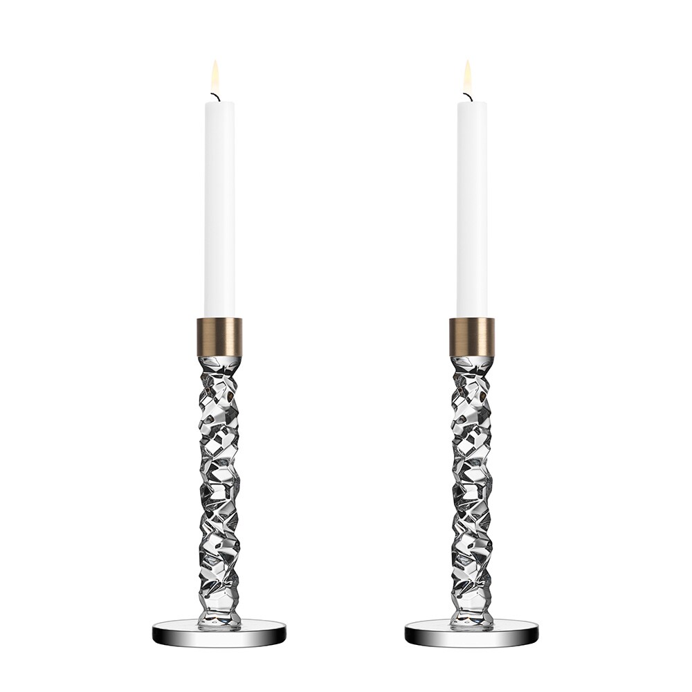 Shanley Homewares Glass Candle Holder Votive Candlesticks Silver H 24 cm