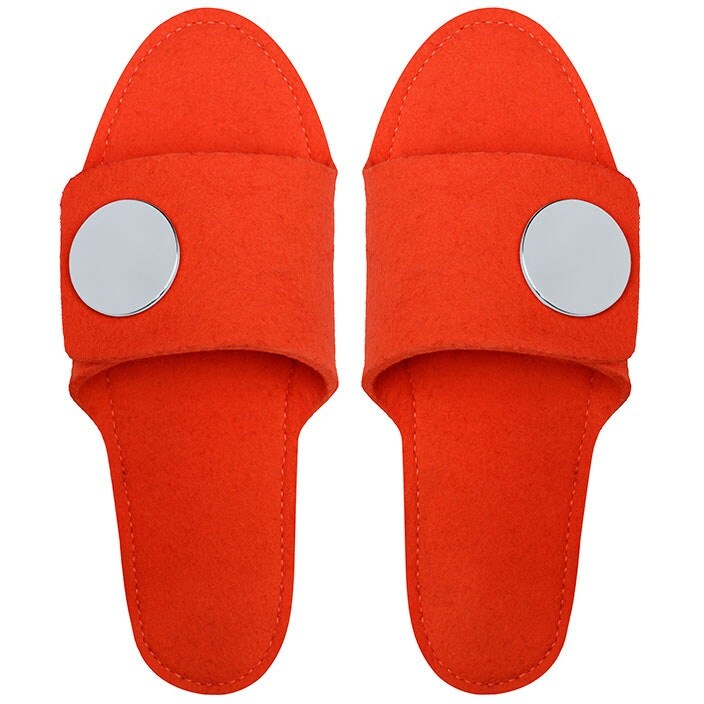 red slip on slippers